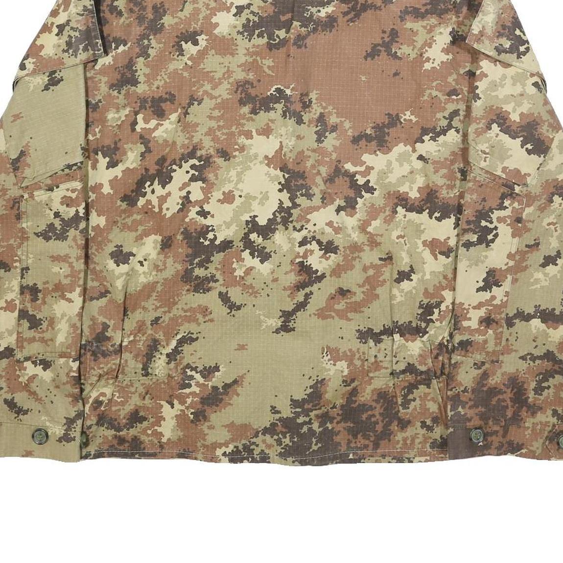 Mens Beige Brown Camouflage Cotton Blend Button Jacket S Military Style