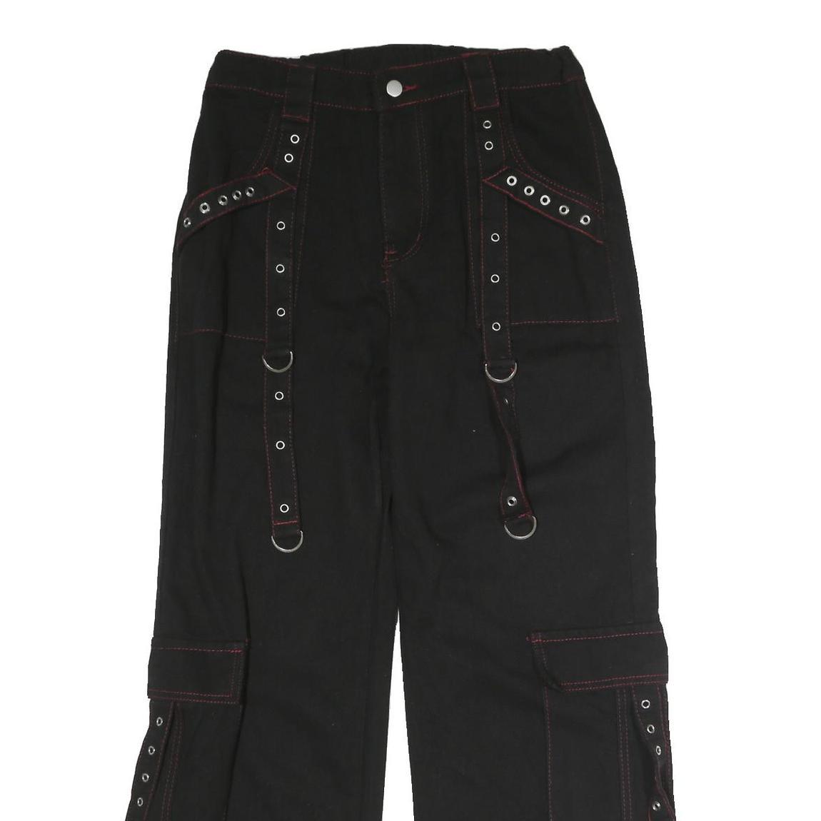 Womens Black Loose Fit Cargo Jeans Cotton Blend Button W33 L29 Utility Style