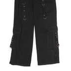 Womens Black Loose Fit Cargo Jeans Cotton Blend Button W33 L29 Utility Style