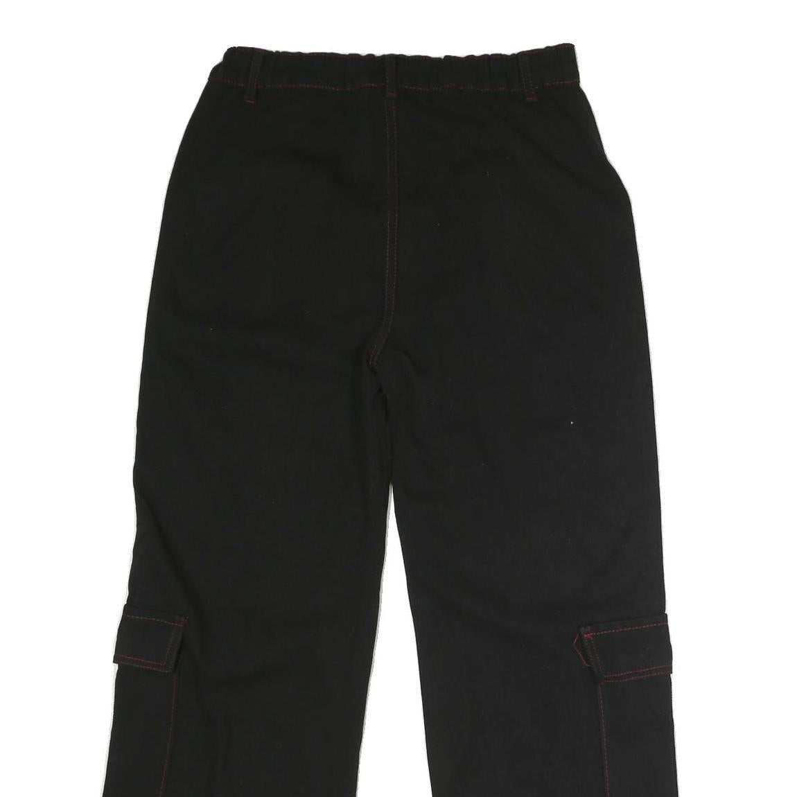 Womens Black Loose Fit Cargo Jeans Cotton Blend Button W33 L29 Utility Style