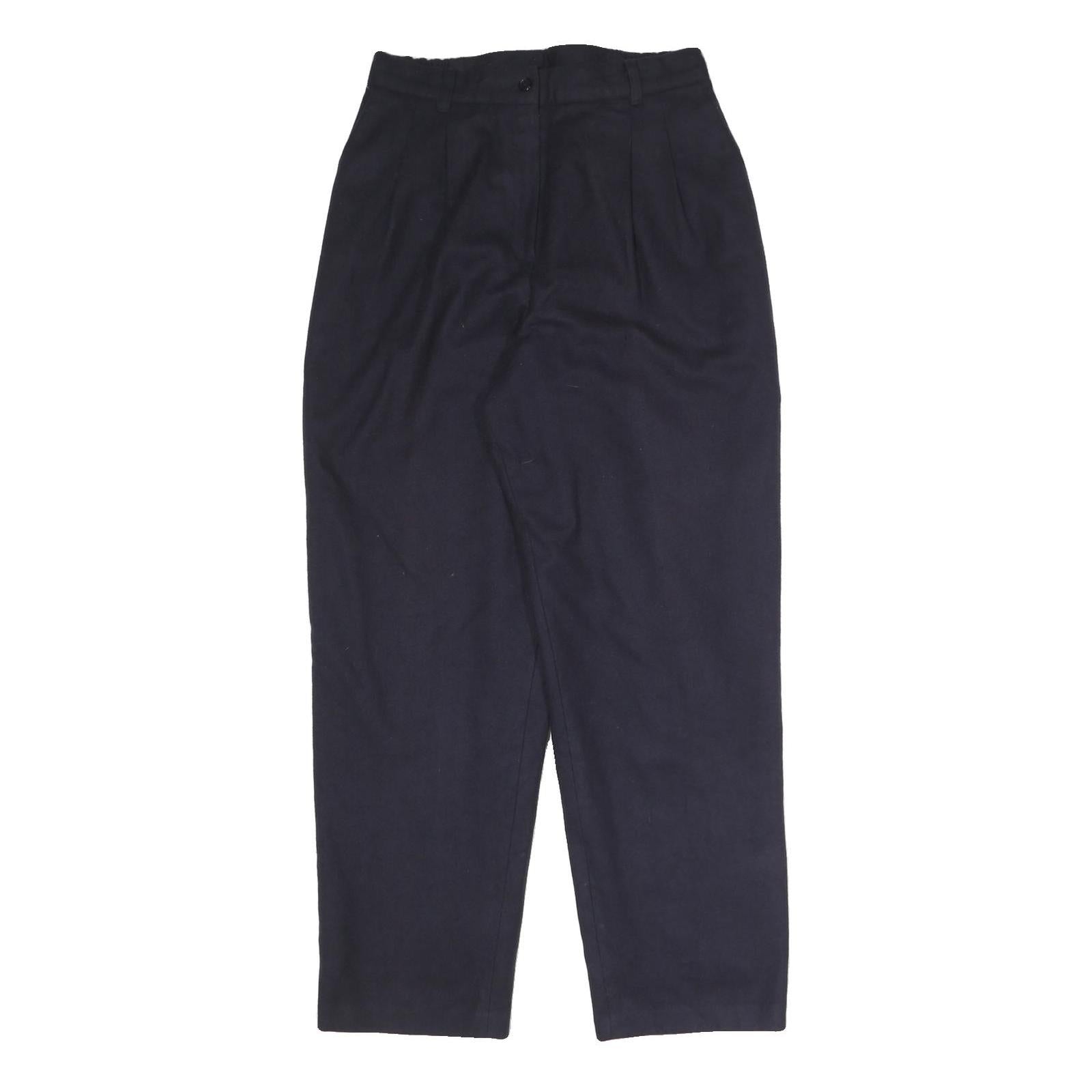 SAG HARBOR Womens Wool Blend Navy Relaxed Tapered Trousers W27 L28 Smart Office