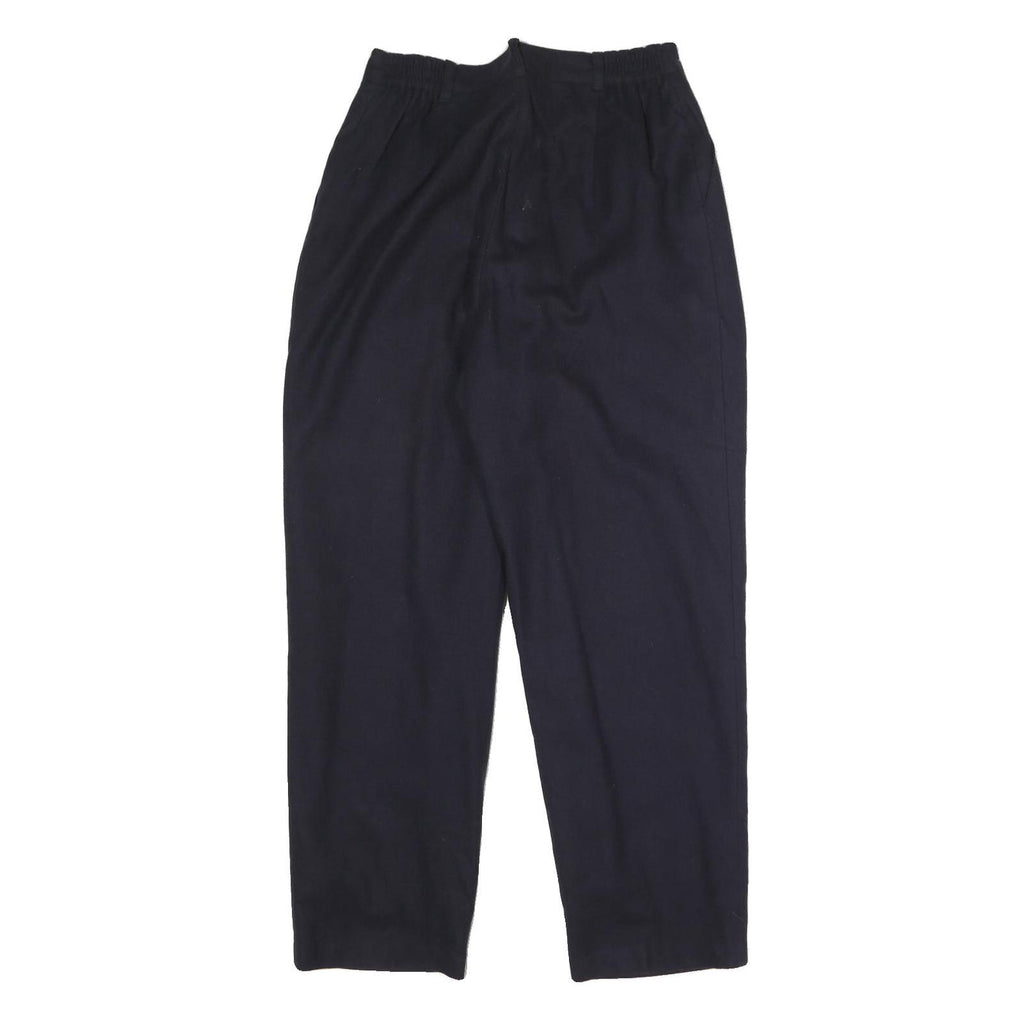 SAG HARBOR Womens Wool Blend Navy Relaxed Tapered Trousers W27 L28 Smart Office