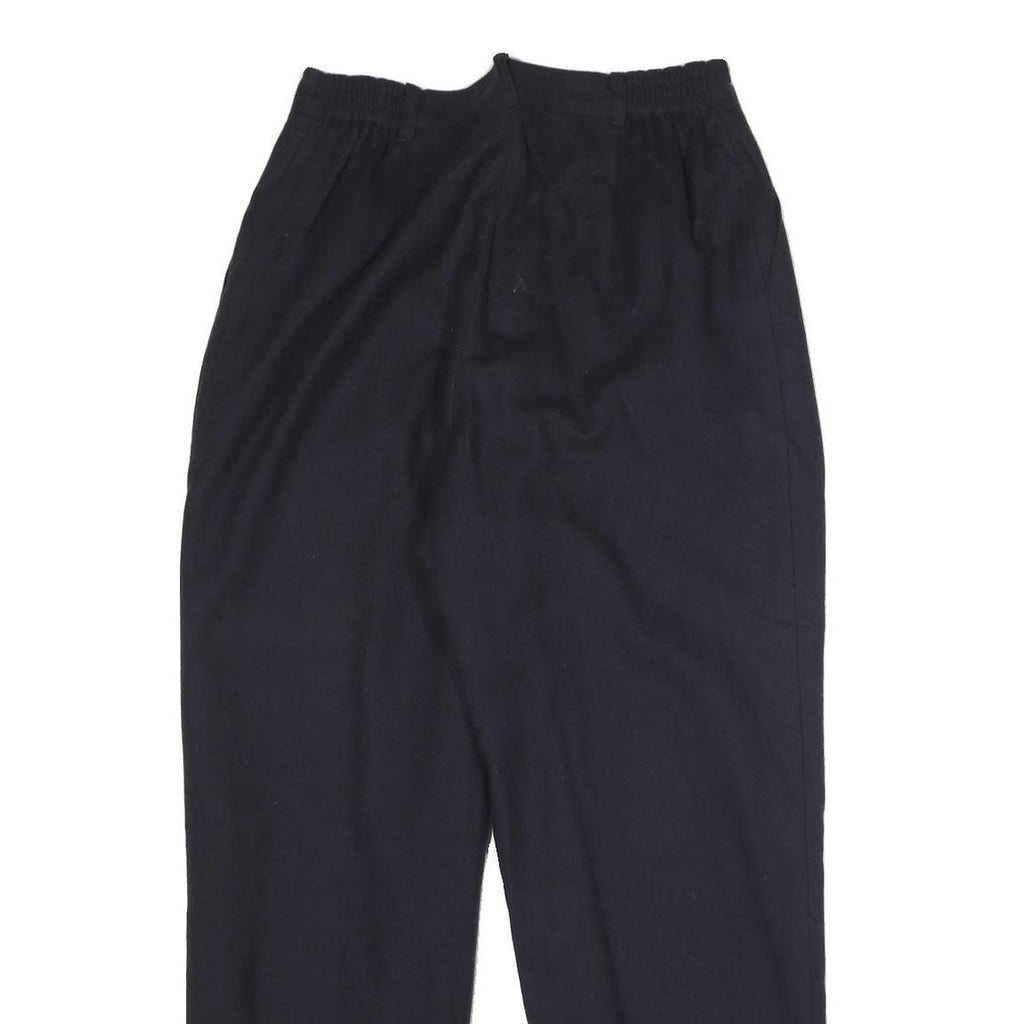 SAG HARBOR Womens Wool Blend Navy Relaxed Tapered Trousers W27 L28 Smart Office