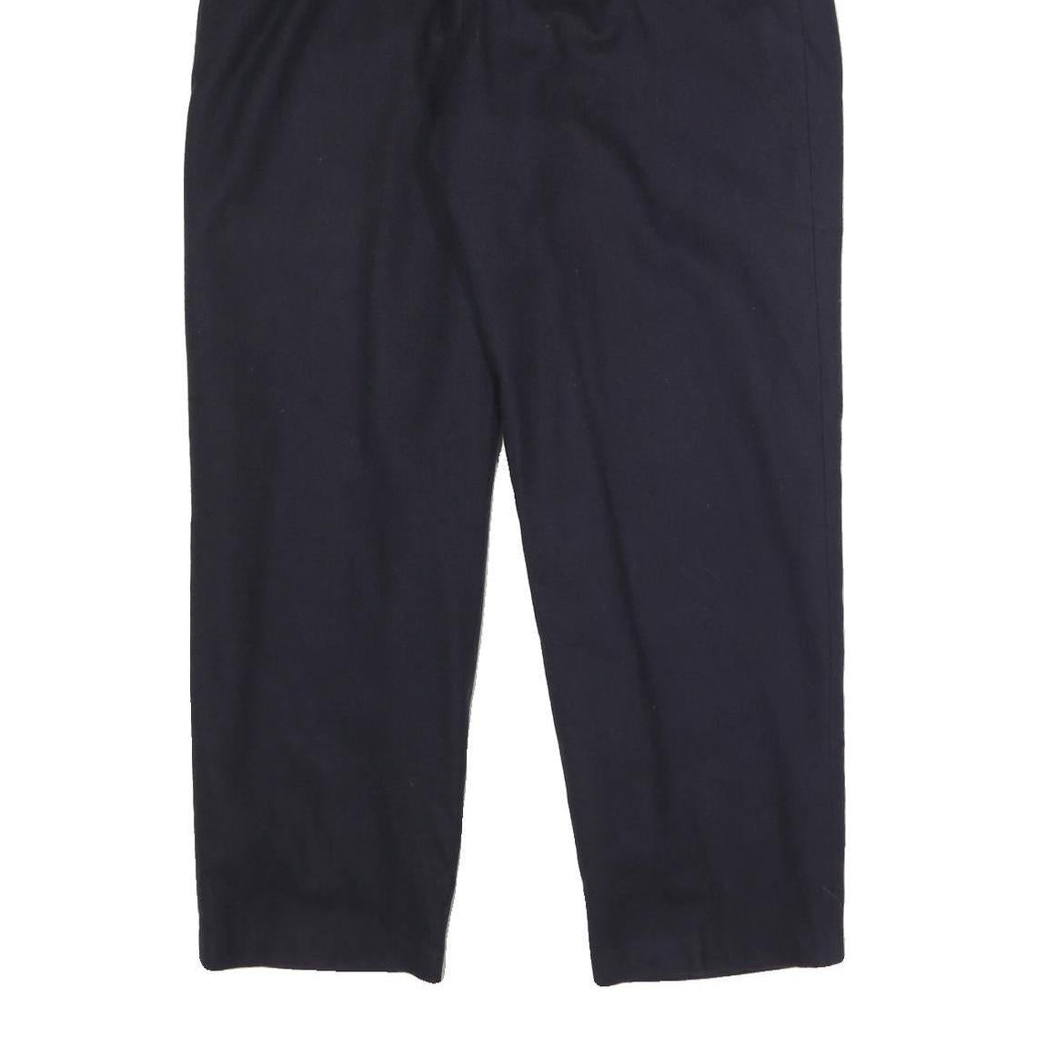 SAG HARBOR Womens Wool Blend Navy Relaxed Tapered Trousers W27 L28 Smart Office