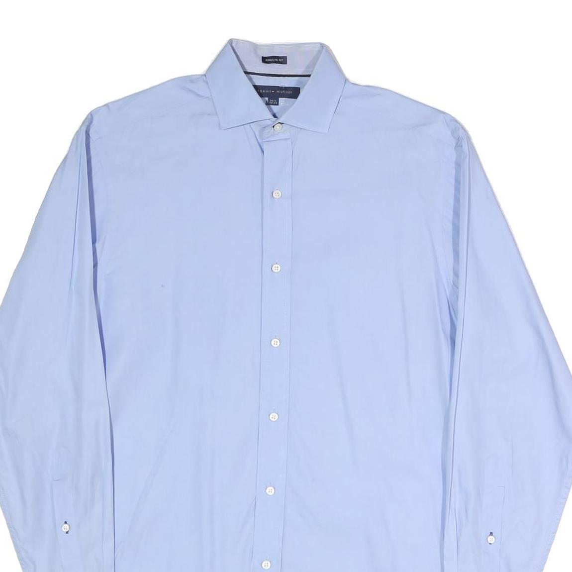 TOMMY HILFIGER Mens Blue Shirt M Classic Fit Cotton Blend Smart Casual