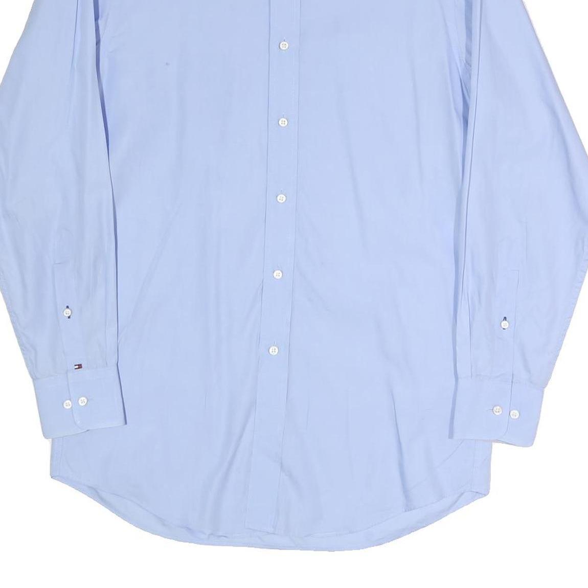 TOMMY HILFIGER Mens Blue Shirt M Classic Fit Cotton Blend Smart Casual