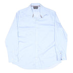TOMMY HILFIGER Mens Blue Formal Shirt L Cotton Blend Long Sleeve Button Collar