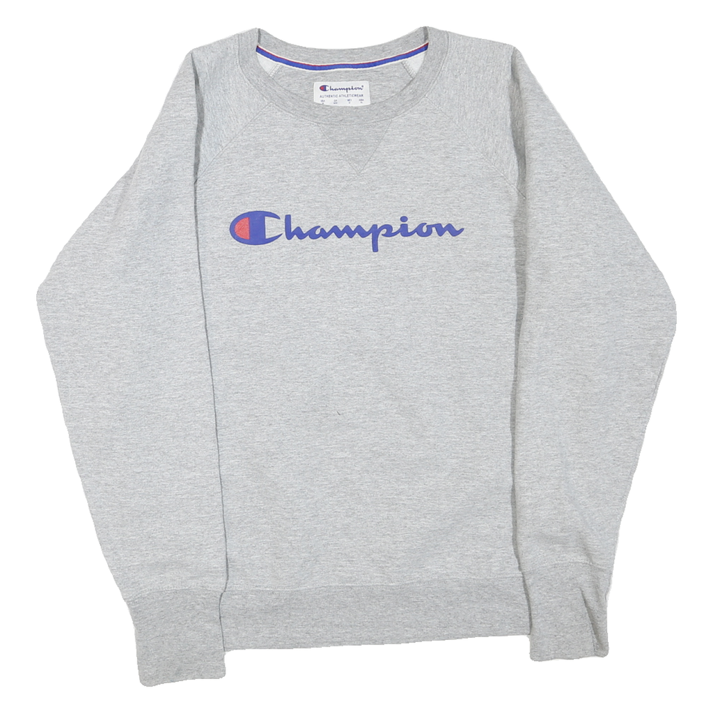 CHAMPION Mens Grey Crew Neck M Cotton Blend Pullover Sweatshirt Logo