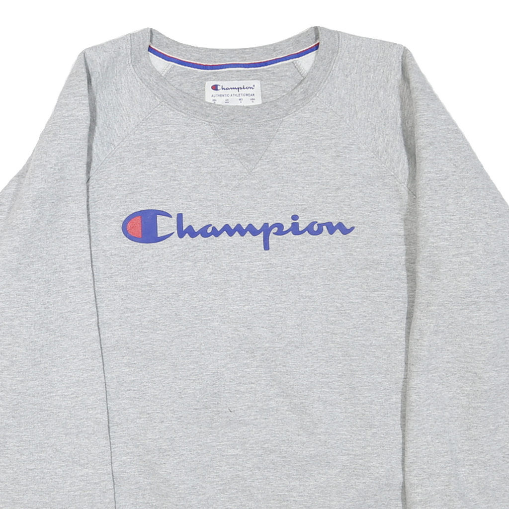 CHAMPION Mens Grey Crew Neck M Cotton Blend Pullover Sweatshirt Logo