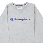 CHAMPION Mens Grey Crew Neck M Cotton Blend Pullover Sweatshirt Logo