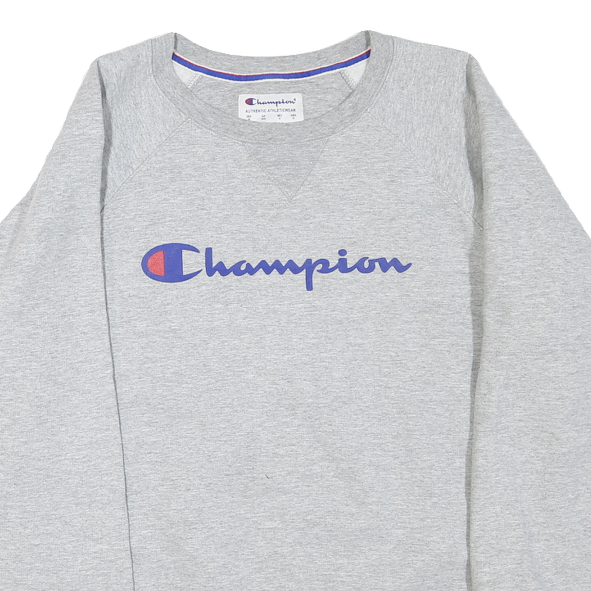 CHAMPION Mens Grey Crew Neck M Cotton Blend Pullover Sweatshirt Logo