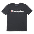 CHAMPION Boys Black Cotton Blend Classic T-Shirt 8Y Short Sleeve Crew Neck Logo