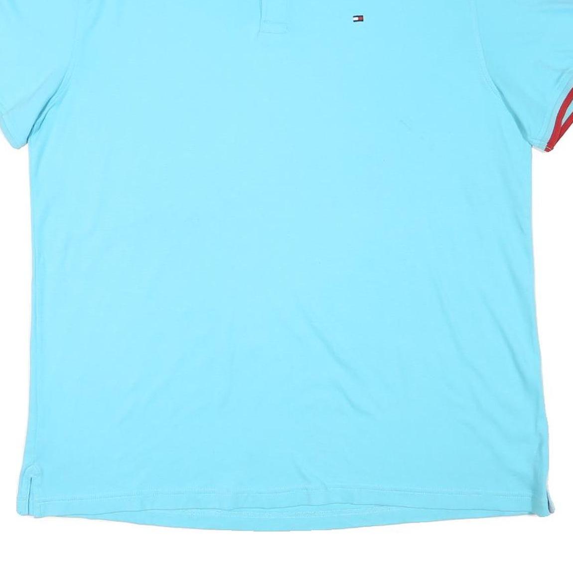 TOMMY HILFIGER Mens Blue Polo Shirt 2XL Cotton Blend Short Sleeve Basic