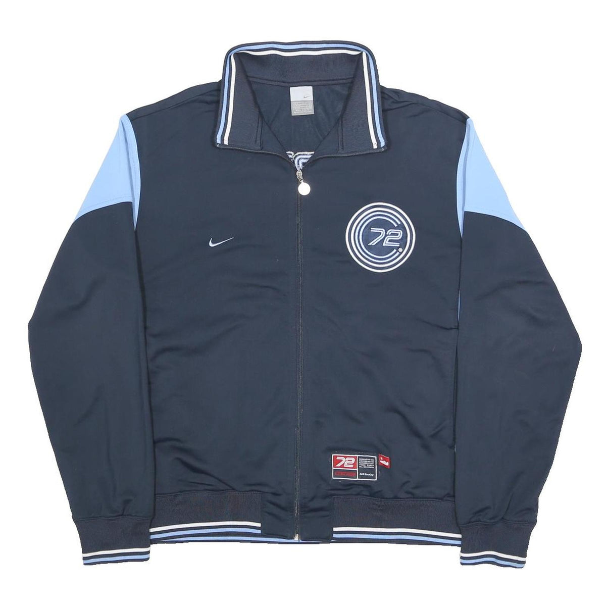 NIKE Mens Navy & Light Blue Track Jacket L Polyester Zip Contrast Stripe COR72Z