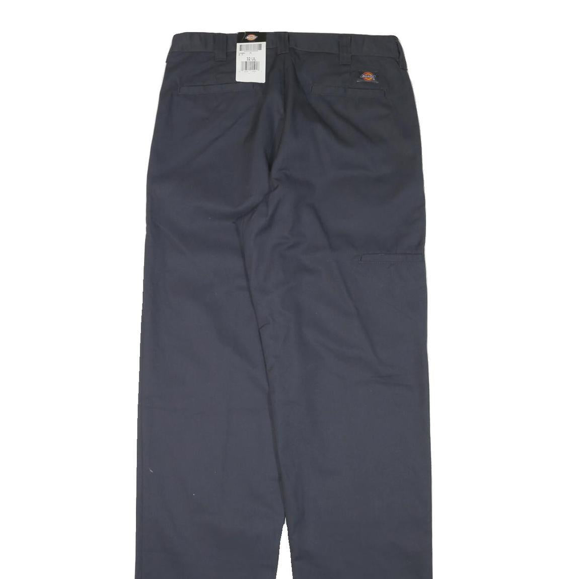 DICKIES Mens Cotton Blend Navy Regular Straight Trousers W31 L39 Workwear