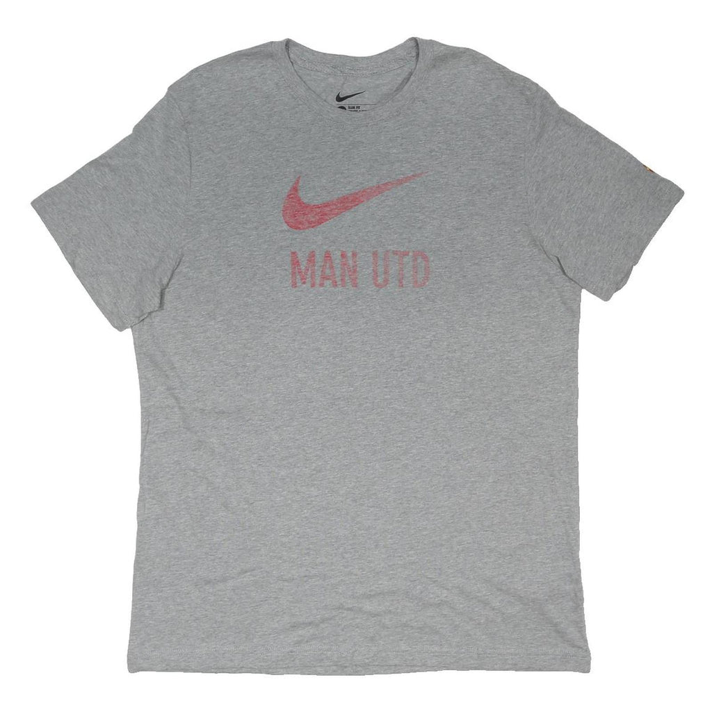 NIKE Mens Grey Man Utd Graphic T-Shirt 2XL Short Sleeve Crew Neck Cotton Blend