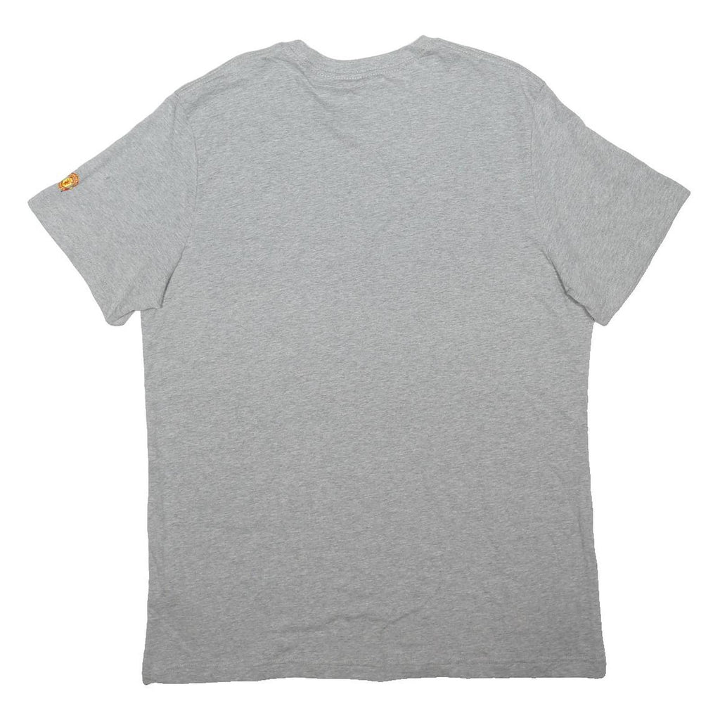 NIKE Mens Grey Man Utd Graphic T-Shirt 2XL Short Sleeve Crew Neck Cotton Blend