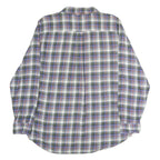 CHAPS Mens Green & Purple Check Shirt L Cotton Flannel Button Collar Long Sleeve