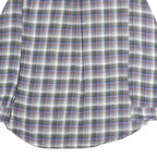 CHAPS Mens Green & Purple Check Shirt L Cotton Flannel Button Collar Long Sleeve