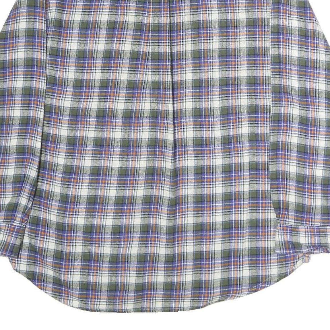 CHAPS Mens Green & Purple Check Shirt L Cotton Flannel Button Collar Long Sleeve