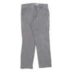 CARHARTT Mens Relaxed Grey Cotton Blend Workwear Trousers W34 L29 Durable Zip