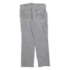 CARHARTT Mens Relaxed Grey Cotton Blend Workwear Trousers W34 L29 Durable Zip