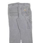 CARHARTT Mens Relaxed Grey Cotton Blend Workwear Trousers W34 L29 Durable Zip