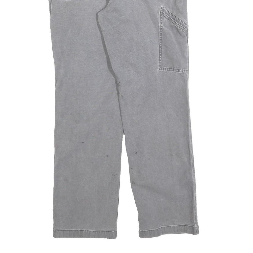 CARHARTT Mens Relaxed Grey Cotton Blend Workwear Trousers W34 L29 Durable Zip