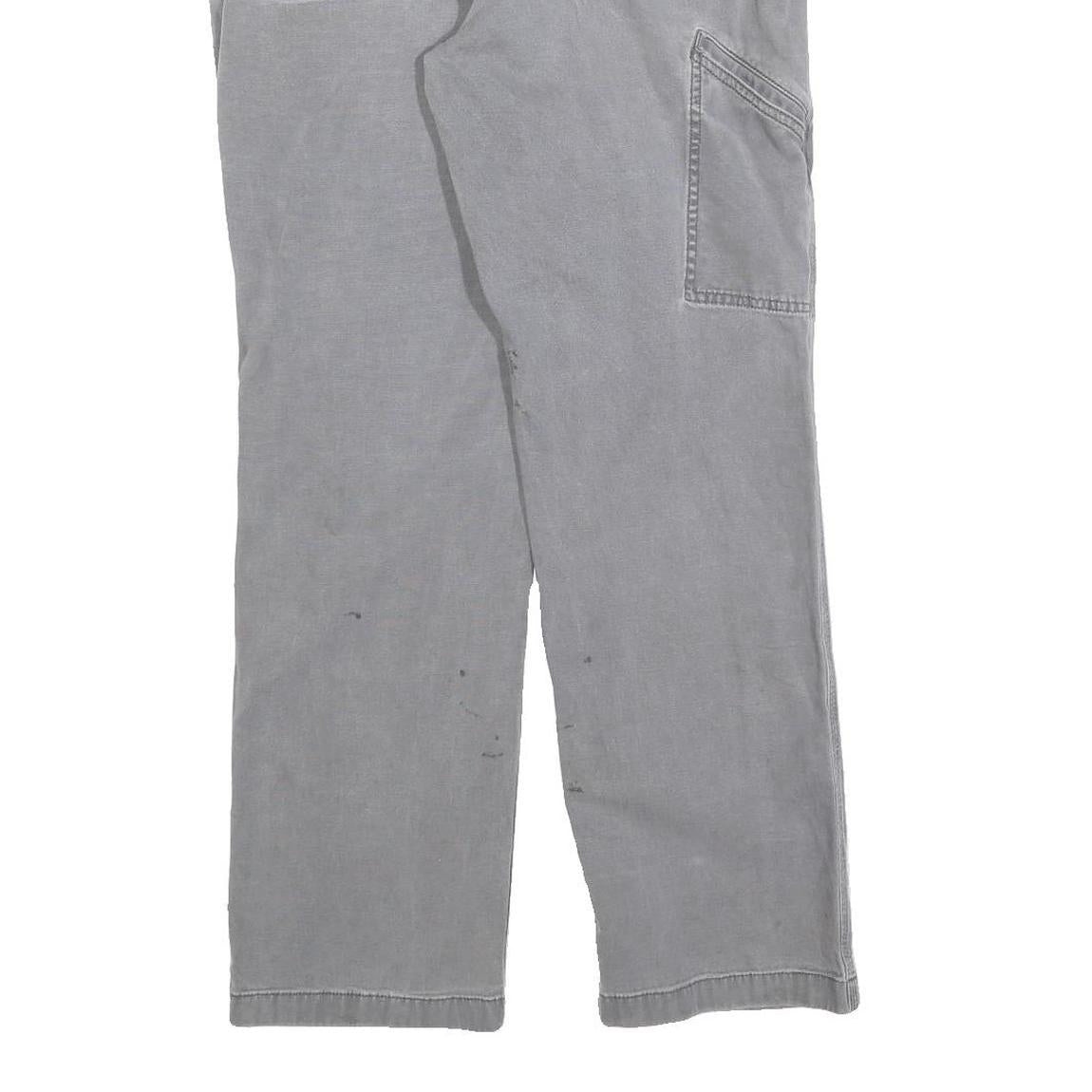 CARHARTT Mens Relaxed Grey Cotton Blend Workwear Trousers W34 L29 Durable Zip