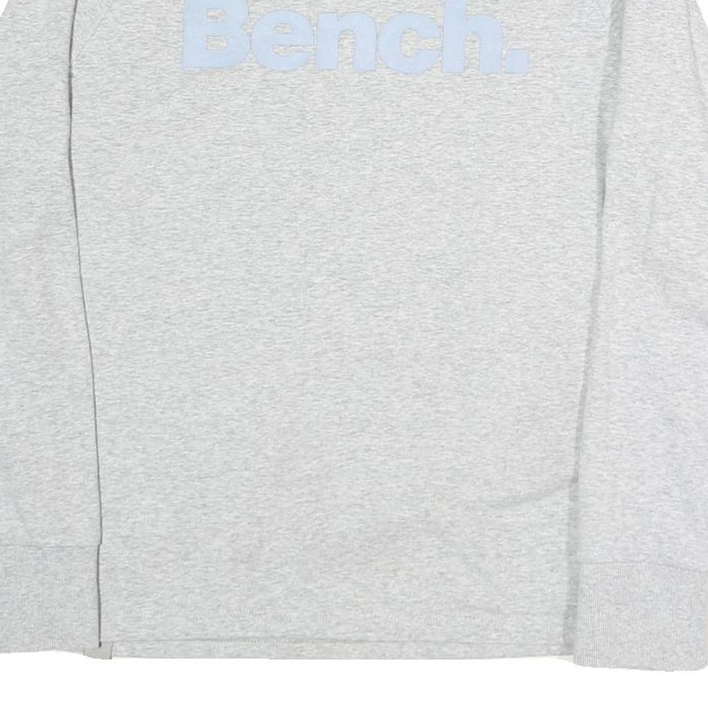 BENCH Womens Grey Cotton Blend Crew Neck Sweatshirt L Logo Light Weight Casual