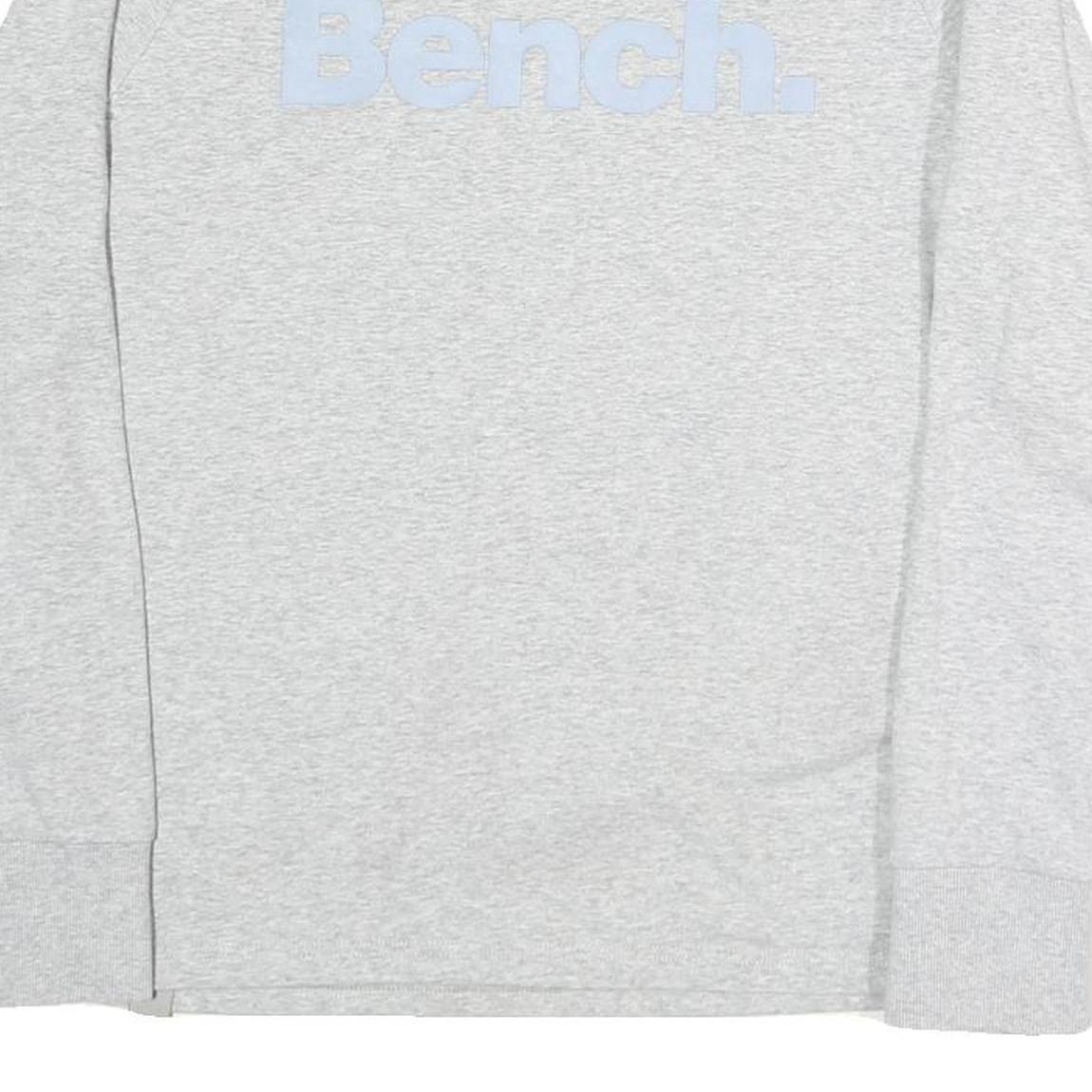 BENCH Womens Grey Cotton Blend Crew Neck Sweatshirt L Logo Light Weight Casual
