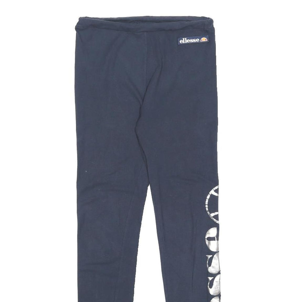 ELLESSE Womens Leggings Blue Slim Skinny UK 8 Cotton Blend Jersey Drawstring
