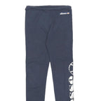 ELLESSE Womens Leggings Blue Slim Skinny UK 8 Cotton Blend Jersey Drawstring