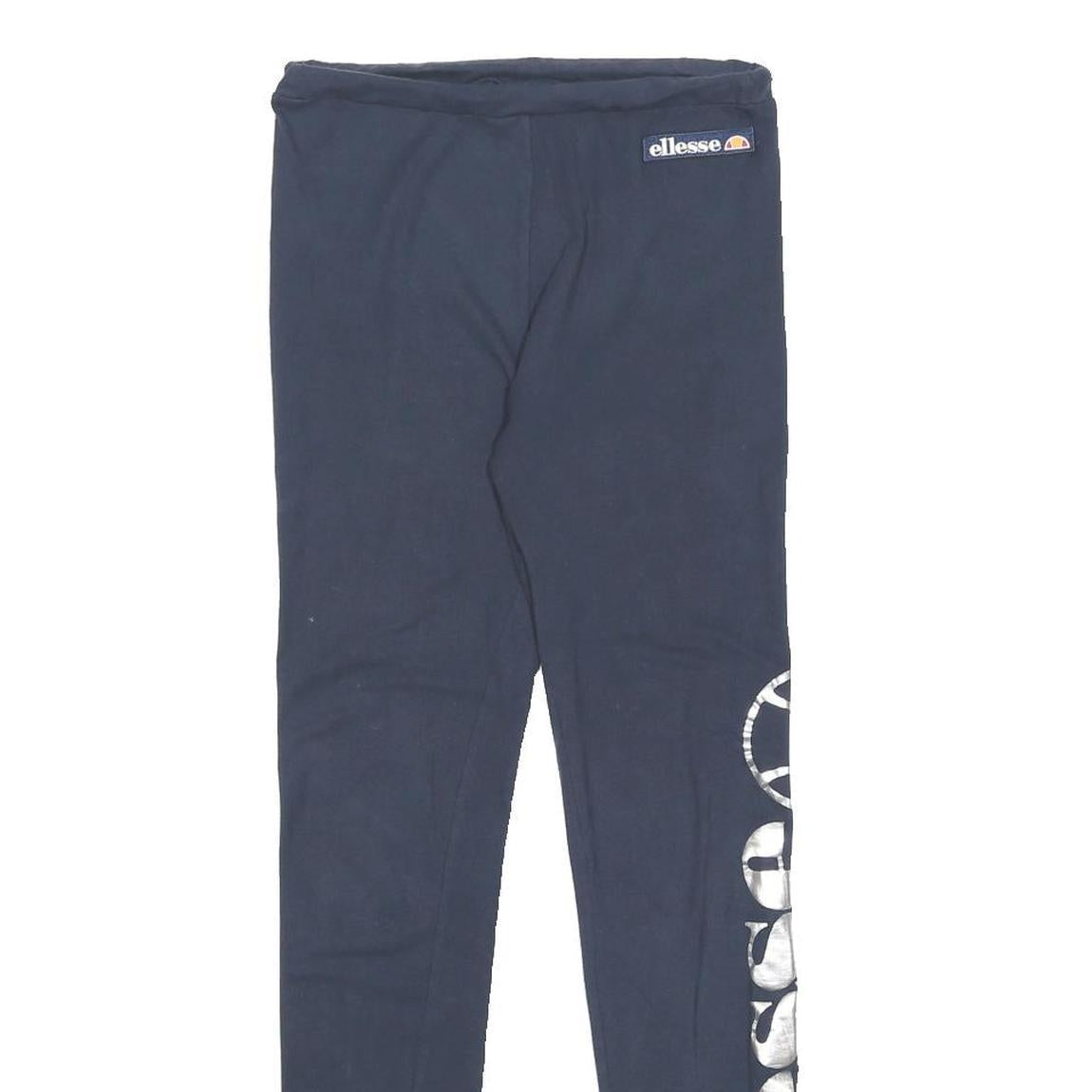 ELLESSE Womens Leggings Blue Slim Skinny UK 8 Cotton Blend Jersey Drawstring