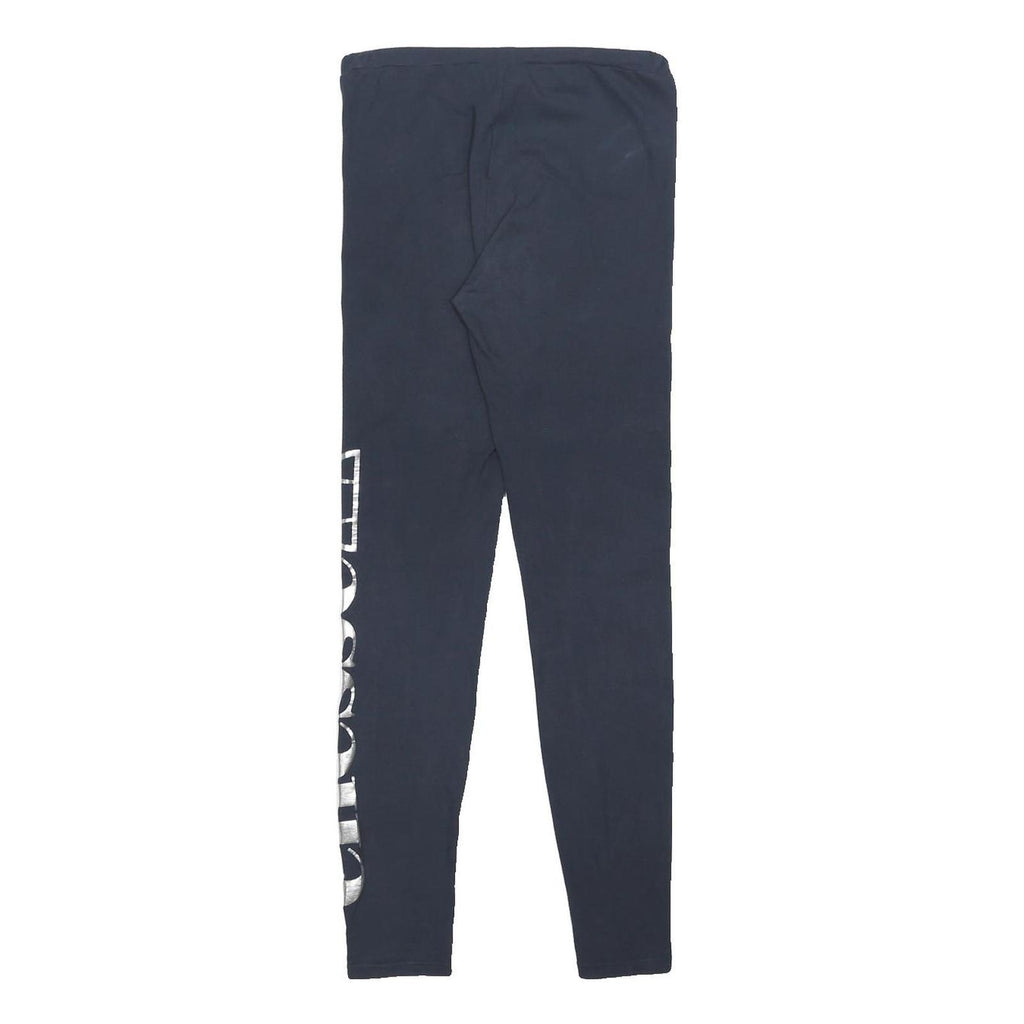 ELLESSE Womens Leggings Blue Slim Skinny UK 8 Cotton Blend Jersey Drawstring