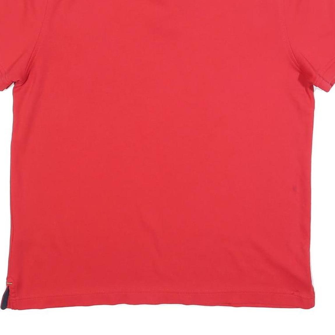 TOMMY HILFIGER Mens Red Short Sleeve Plain Polo Shirt M Casual Classic Fit