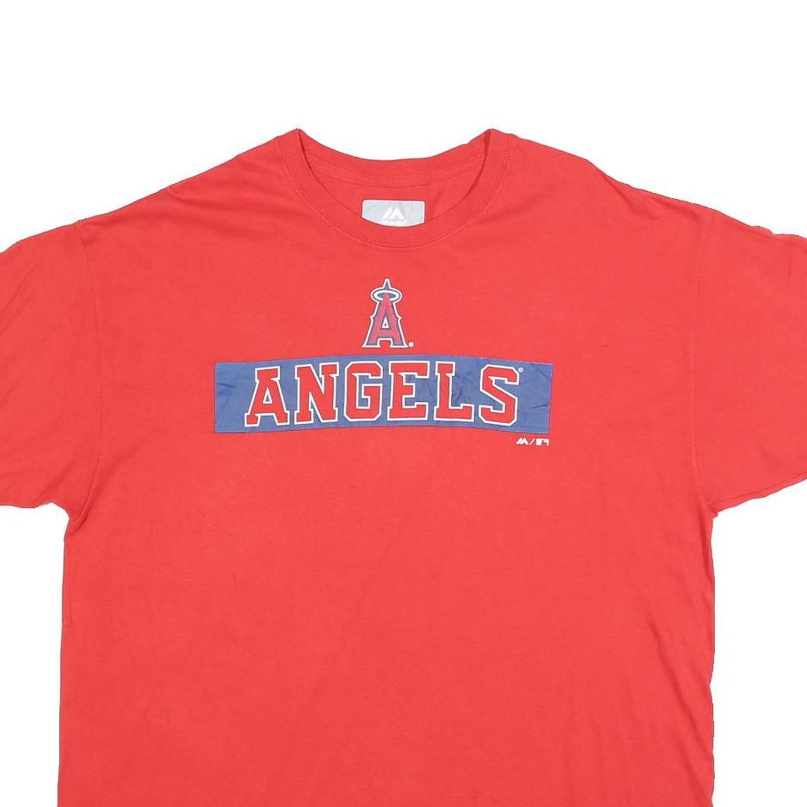 MAJESTIC Mens Red Angels Graphic T-Shirt XL Short Sleeve Crew Neck Casual
