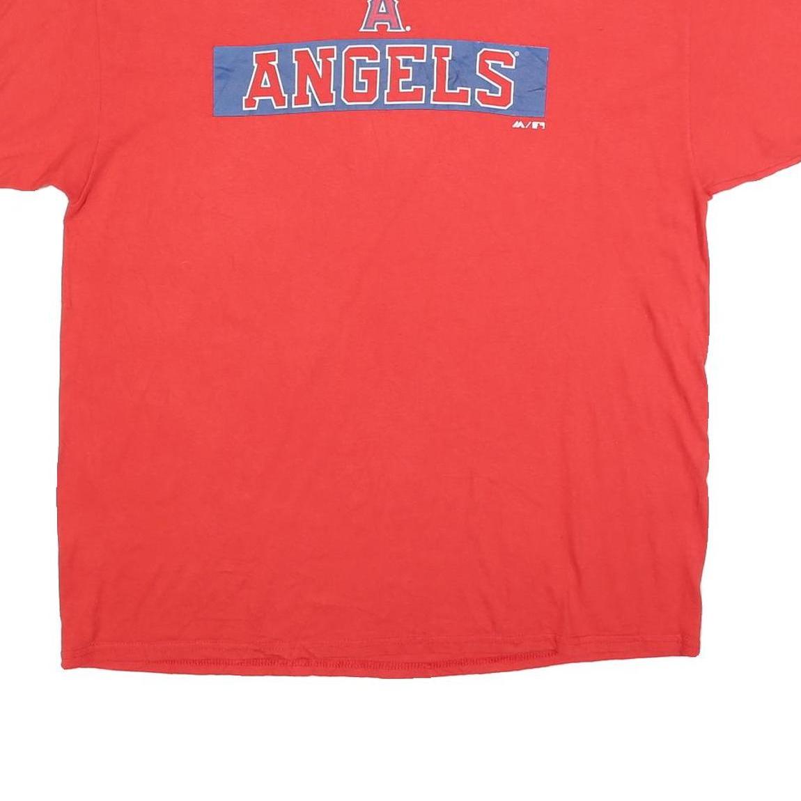 MAJESTIC Mens Red Angels Graphic T-Shirt XL Short Sleeve Crew Neck Casual