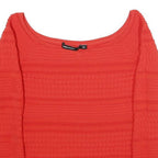 KAREN MILLEN Womens Red Patterned Jumper Square Neck Chunky Knit S