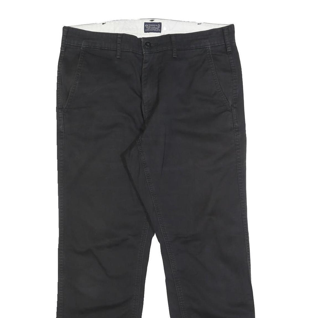 LEVI'S Mens Slim Black Cotton Blend Slim Trousers W31 L30 Classic Zip Closure