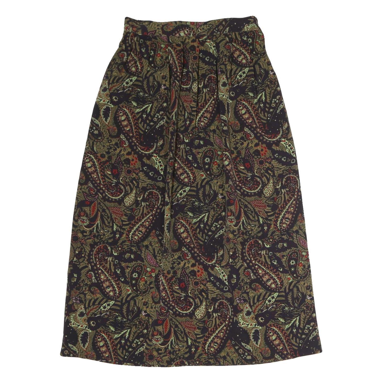 LESLIE FAYE Womens Black Paisley Pattern Midi Cotton Blend Skirt UK 8 Elegant