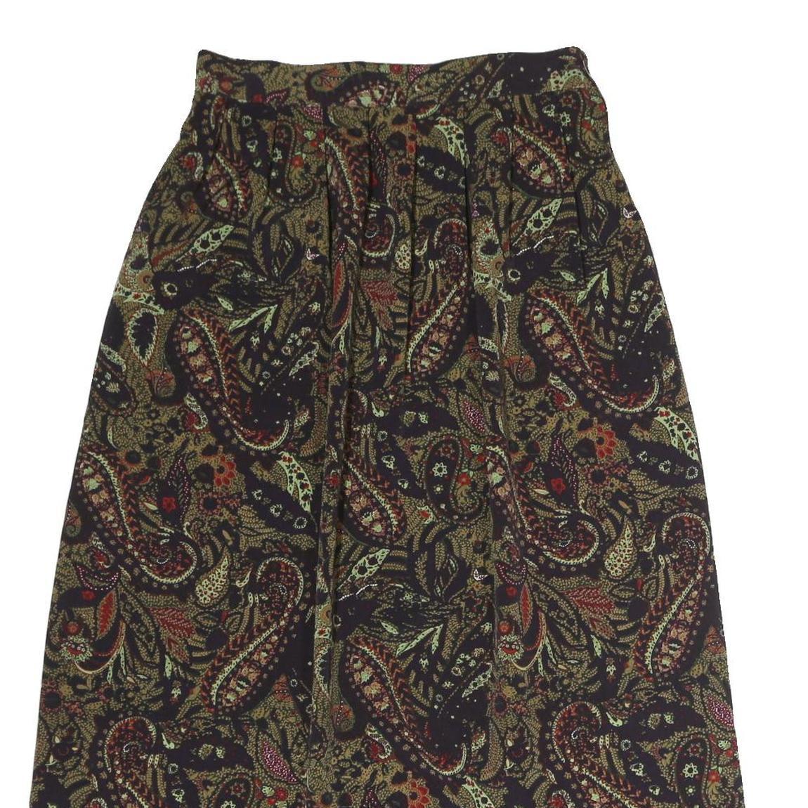 LESLIE FAYE Womens Black Paisley Pattern Midi Cotton Blend Skirt UK 8 Elegant