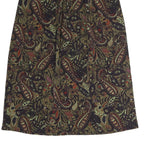 LESLIE FAYE Womens Black Paisley Pattern Midi Cotton Blend Skirt UK 8 Elegant