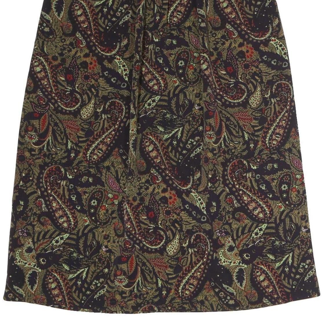 LESLIE FAYE Womens Black Paisley Pattern Midi Cotton Blend Skirt UK 8 Elegant