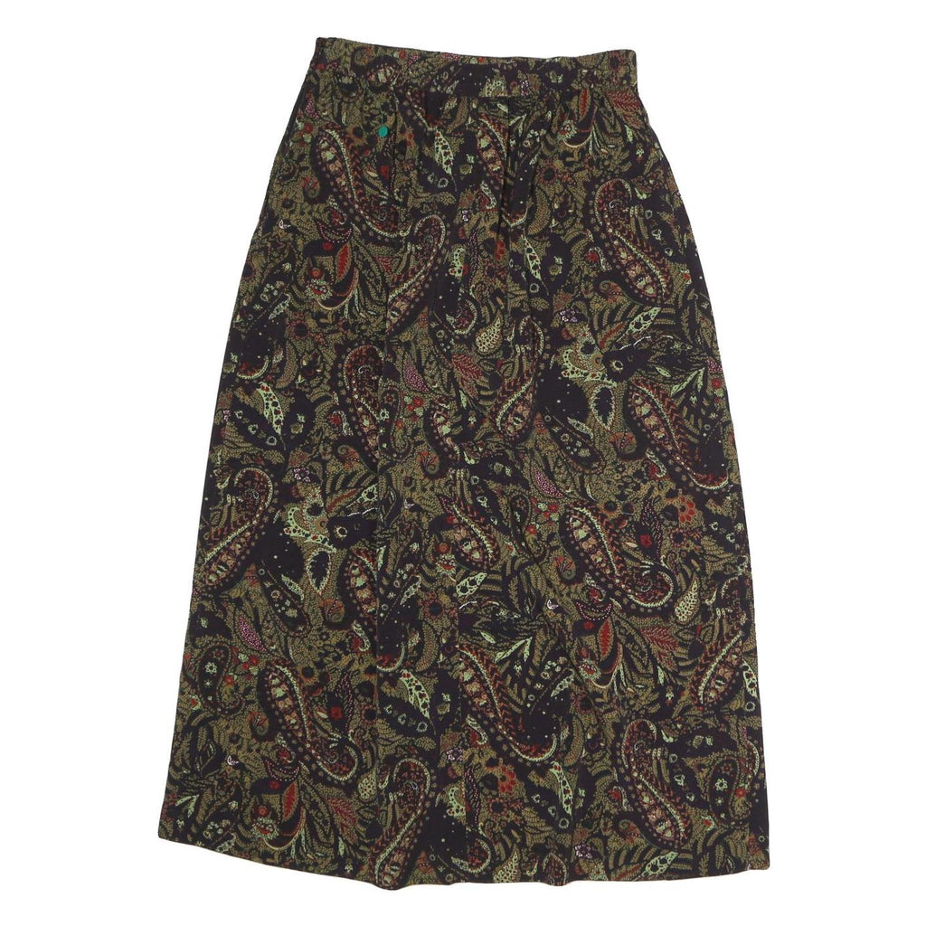 LESLIE FAYE Womens Black Paisley Pattern Midi Cotton Blend Skirt UK 8 Elegant