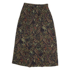 LESLIE FAYE Womens Black Paisley Pattern Midi Cotton Blend Skirt UK 8 Elegant