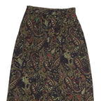 LESLIE FAYE Womens Black Paisley Pattern Midi Cotton Blend Skirt UK 8 Elegant