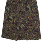 LESLIE FAYE Womens Black Paisley Pattern Midi Cotton Blend Skirt UK 8 Elegant