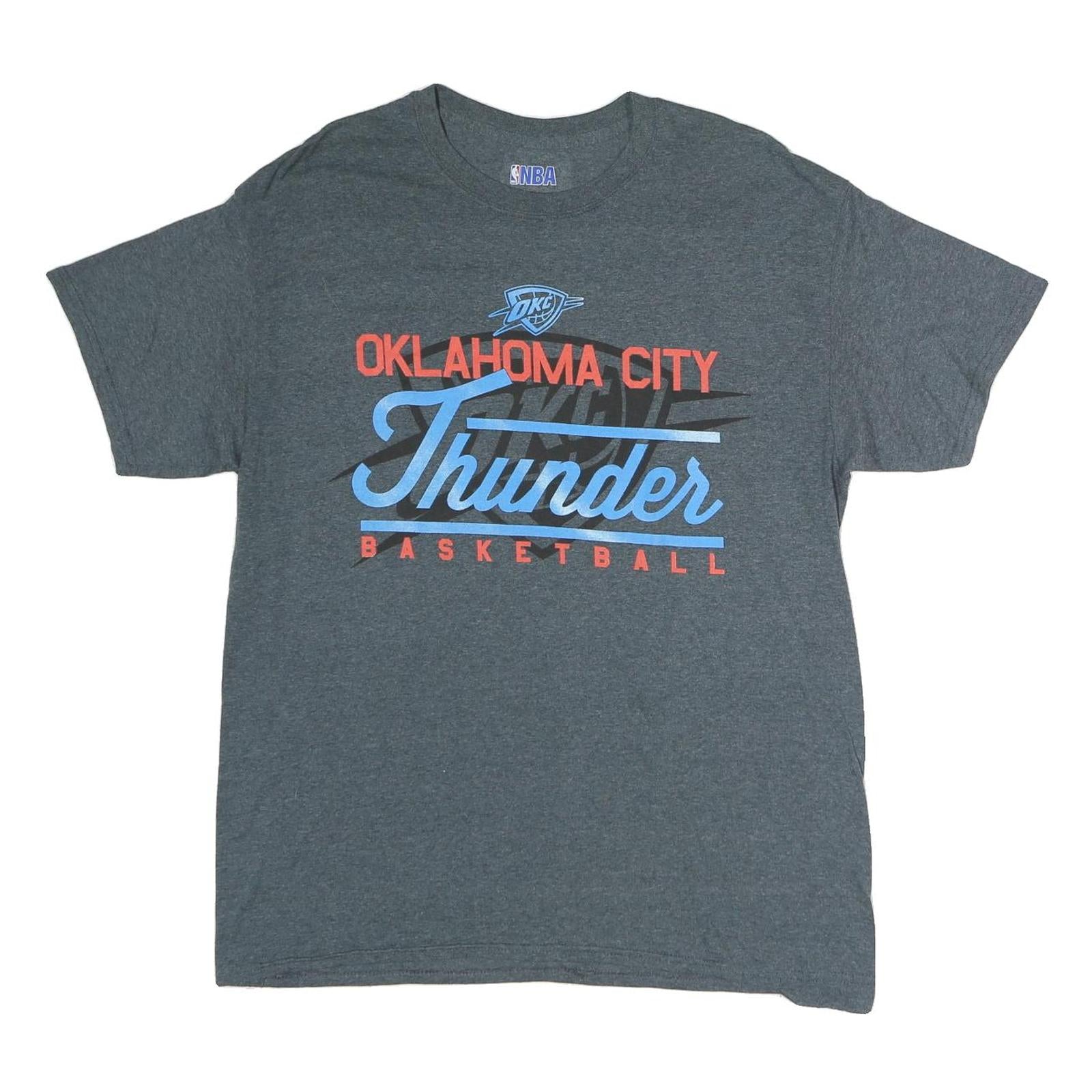 NBA Mens Grey Oklahoma City Thunder Graphic T-Shirt L Crew Neck Short Sleeve