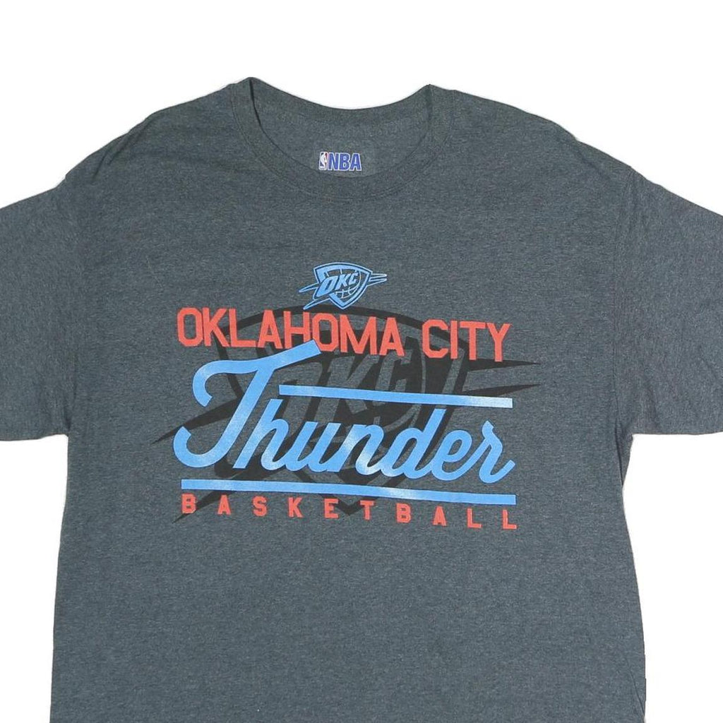 NBA Mens Grey Oklahoma City Thunder Graphic T-Shirt L Crew Neck Short Sleeve